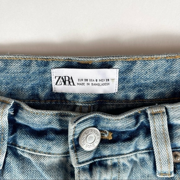 Zara Light Wash Distressed Mom Style Jeans - Picture 7 of 13